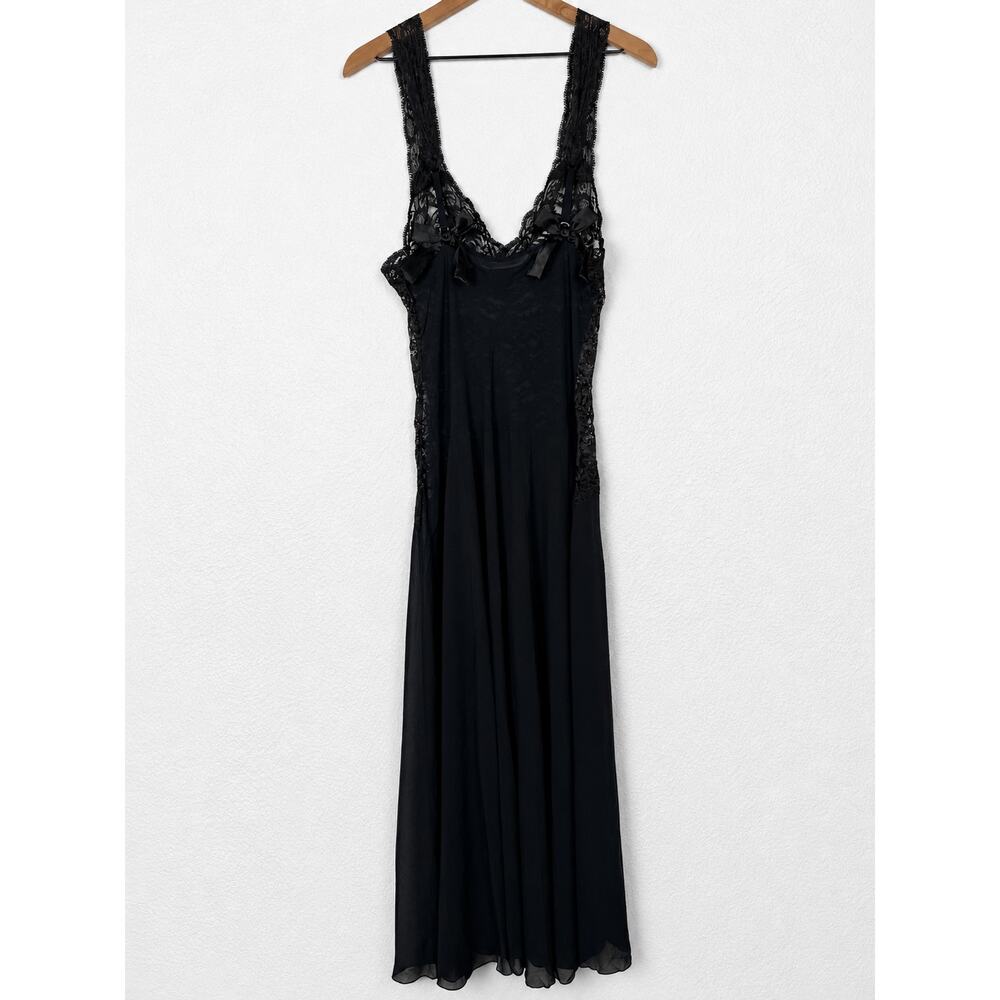 Victoria's Secret Vintage 1996 Black Lace Sheer Nightgown Slip Dress Medium - Picture 3 of 7